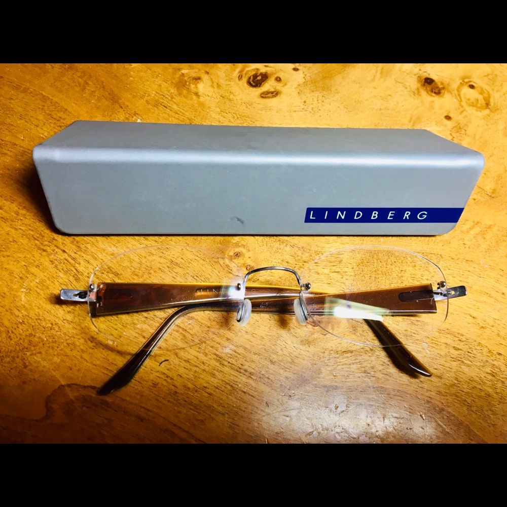 LINDBERG SPIRIT TITANIUM Rimless USED Eyeglasses Frames Tortoise T50 135 COL K50